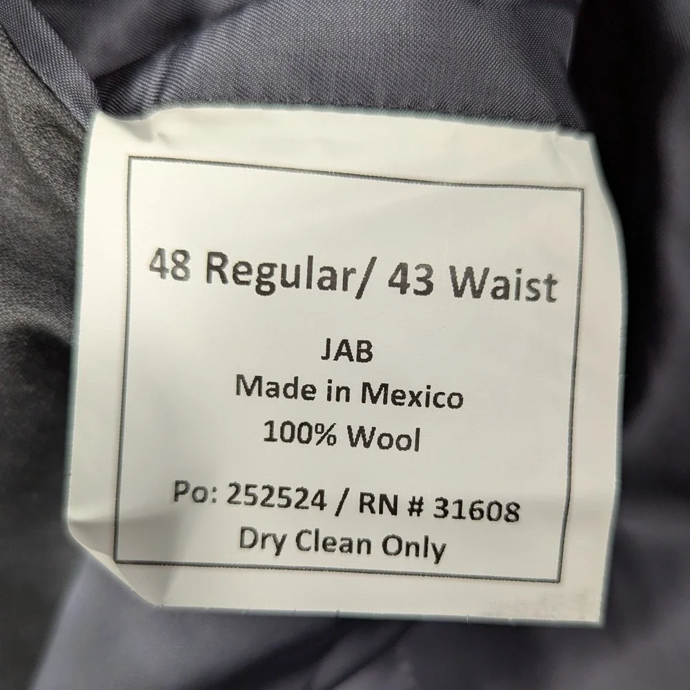 Jos. A. Bank Signature Mens 48R Blazer Charcoal Gray 100% Wool Tailored Fit Coat